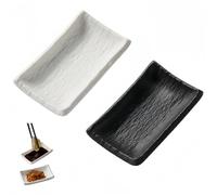 Vyloky Bols à sauce soja multicolores - Assiettes carrées pour sushis, sauces à tremper, collations, épices, texture pierre (1 compartiment B & W-2)