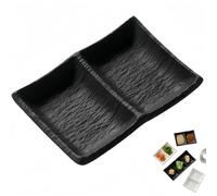 Vyloky Bols à sauce soja multicolores - Assiettes carrées pour sushis, sauces à tremper, collations, épices, texture pierre (2 compartiments noir-1)