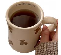 Vyloky Cream Bear Tasse en céramique - 300 ml/350 ml - Pour enfants - Pour lait et café - Cadeau animal mignon pour garçons, filles et enfants (taille petit ours)