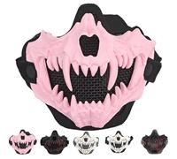 Vyloky Demi-masque de crâne japonais - Masque de tigre - Ye Yaksha - Dieu du dragon - Masques noirs - Résine effrayante horreur - Accessoire de costume - Décoration d'Halloween (visage noir et dents