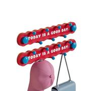 Vyloky DOPAMIN Barre à crochets à ventouse - 43,8 cm - Avec bouton rotatif - Charge maximale : 5 kg - Sans perçage - Sans résidus - Pour carrelage, verre, porte - Multicolore (deux rouges)