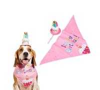 Vyloky Ensemble d'anniversaire pour chiens de petite et moyenne taille - 4 designs, bonnet + foulard, pour les fêtes joyeuses et les moments inoubliables avec votre animal de compagnie (modèle D)