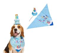 Vyloky Ensemble d'anniversaire pour chiens de petite et moyenne taille - 4 designs, bonnet + foulard, pour les fêtes joyeuses et les moments inoubliables avec votre animal de compagnie (modèle C)