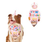 Vyloky Ensemble d'anniversaire pour chiens de petite et moyenne taille - 4 designs, bonnet + foulard, pour les fêtes joyeuses et les moments inoubliables avec votre animal de compagnie (modèle B)