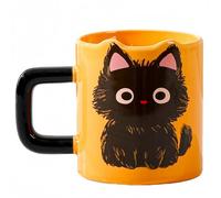 Vyloky Ensemble de tasses à café en céramique de 400 ml avec options cadeaux - Motif tête de chat mignonne et corps entier - Tasse à thé pour la maison et le bureau - Cadeau pour les amoureux des