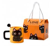 Vyloky Ensemble de tasses à café en céramique de 400 ml avec options cadeaux - Tête de chat mignonne et design complet du corps, tasse à thé pour la maison et le bureau, cadeau pour les amateurs de