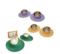 Vyloky Gamelle pour chat en acier inoxydable, gamelle pour chien, gamelle pour chat, protection du cou, inclinable, avec plaque de base en silicone qui ne peut pas être facilement renversée (jaune x 1