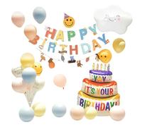 Vyloky Kit de décoration avec ballons à gâteau, pastilles adhésives et rubans pour l'intérieur, fête d'anniversaire, salon, ambiance