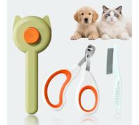 Vyloky Kit de toilettage pour animaux de compagnie avec brosse/peigne/coupe-griffes à double anneau - Tondeuse de précision pour chatons et petits chiens - Garantie sans saignement