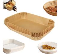 Vyloky Lot de 100 feuilles de papier sulfurisé pour friteuse à air chaud - Papier jetable pour four et friteuse à air - 4,2-8 l - 20-27 cm - Rectangulaire - Carré 23-27 cm