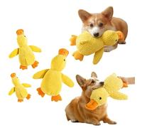 Vyloky Lot de 3 jouets pour chien, animaux de compagnie, repousse l'ennui, petites poupées en forme de canard jaune, résistantes aux dents, résistantes aux morsures, peut sonner, lot de 3 poupées en