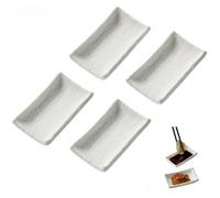 Vyloky Lot de 4 bols à sauce soja, assiettes carrées multicolores pour sauces, collations, épices, texture pierre (1 compartiment, blanc)