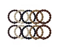 Vyloky Lot de 8 élastiques de sport pour cheveux épais - Mélange de coton et forme de perle antidérapante pour le yoga/la course - Sans douleur de traction - Prêts à l'emploi (10 couleurs mélangées)
