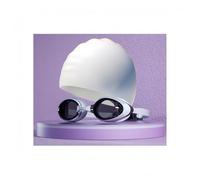 Vyloky Lunettes de natation avec correction visuelle - Grand angle - Anti-buée - Protection UV - Joint en silicone - Réglable - Pour homme et femme - Noir et blanc (2,5, blanc avec bonnet de bain)