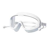 Vyloky Lunettes de natation grand angle avec anti-buée - Vision claire, joint en silicone souple et clip nasal - Couleurs : beige et blanc (blanc)