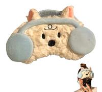 Vyloky Masque de sommeil animal en peluche - Satin noir - 1/2 pièce - Cadeau pour enfants et femmes - Voyage - Pause déjeuner - Rêves reposants (blanc)