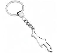 Vyloky Mini décapsuleur porte-clés - Ouvre-boîte robuste en forme de requin pour jardin de bière, festival et extérieur (2 designs, acier inoxydable) (ouvre-boîte + cordon)
