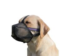 Vyloky, Muselière pour chien, souple, avec revêtement en maille, anti-poison et sangles réglables, empêche les morsures et les léchages, noir + bande réfléchissante, taille S : 8 ½"-9 ½")