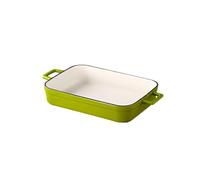 Vyloky Plat à rôtir en fonte, plaque de cuisson rectangulaire émaillée, compatible avec tous les types de plaques de cuisson et induction (vert, 40-26 cm)