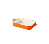Vyloky Plat à rôtir en fonte, plaque de cuisson rectangulaire émaillée, convient à tous les types de plaques de cuisson et à induction (orange, 30-21 cm)