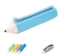 Vyloky Trousse créative en silicone au design de crayons, 22 x 4,5 x 4,5 cm, trousse à crayons avec fermeture éclair, petite trousse pour l'école et le bureau, 4 couleurs au choix, bleu, 22 x 4.5 x