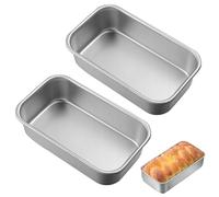 Vylro 2 Pièces Moule à Pain Rectangulaires, 22 × 14,8 × 5 CM, Moule à Cake en Acier Inoxydable, Sain, Réutilisable, Passent au Lave-Vaisselle, Loaf Pan pour Gâteaux, Pain, Lasagnes, Brownies, Viandes