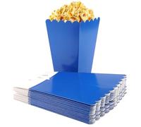 Vylro 24 Pièces Petite Boîtes à Popcorn Bleu Marine, 11,5 x 7 x 5 cm Boîtes à Popcorn Pliables en Papier, Cornet Pop Corn Bleu, Petite Conteneur de Pop-corn en Papier pour Fête, pour Nuptiale, Cinéma