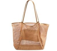 Vylro 35 x 33 cm Grand Sac de Plage, Fourre-tout de Plage Anti-sable Pliable Main Sac, Sacs Fourre-Tout en Maille Bohème, Sacs Cabas en Maille, Tote Bag Plages, pour Plages, Salle de Sport, Courses