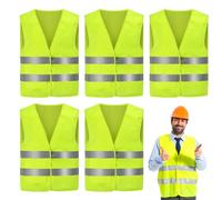 Vylro 5 Pièces Gilet Jaune Fluorescent de Sécurité, Gilet Jaune Voiture pour Les Conducteurs, Fluorescent Jaunes Haute Visibilité à 360 ° per Ouvriers du Bâtiment, Conducteurs, Cyclistes, Joggeurs
