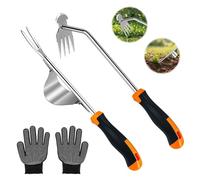 Vylyciy 2 Pièces Désherbeur Manuel Acier Inoxydable, Arrache Mauvaise Herbe, Outil de Désherbage Manuel, Arrache Pissenlit, Outils Jardinage pour Creuser, Désherber, Ameublir Le Sol