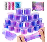 Vylyciy Lot de 20 Slime Enfant 6 à 12 Ans, Non Collant, Super Doux, Anti-Stress, Galaxy Slime Party Favors, DIY Slimes Loisirs Créatifs, Jouet Cadeau Anniversaire pour Filles Garçons