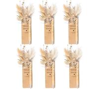 Vylyciy Lot de 6 stylos à bille en bois avec gravure et 6 véritables fleurs séchées pour cadeau d'adieu, enseignant, collègue, ami