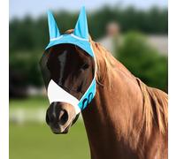 Vylyciy Masque Anti-Mouches pour Cheval,Masque Anti Mouche Cheval Protection UV,Masques Chevals Anti Mouche,Respirant Bonnet Anti Mouch Cheva,Anti Mouches Chevaux,Déhnable, Atmungsaktiv,Confort,Bleu
