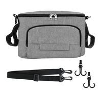 Vylyciy Organisateur de Poussette, Sac Poussette Universel, avec Porte-Gobelet et Bandoulière, Sac à Langer Bebe Multifonctionnel pour Biberons, Couches, Mouchoirs, Poche Grande Capacité(Gris)