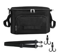 Vylyciy Organisateur de Poussette, Sac Poussette Universel, avec Porte-Gobelet et Bandoulière, Sac à Langer Bebe Multifonctionnel pour Biberons, Couches, Mouchoirs, Poche Grande Capacité(Noir)