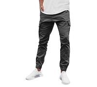 VYLYNL Pantalon de jogging cargo pour homme - Coupe ajustée - Taille élastique - Couleurs unies - Léger et respirant - Avec poches, gris foncé, M