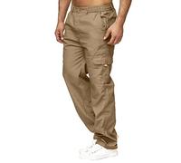 VYLYNL Pantalon de jogging cargo pour homme, coupe classique, pantalon chino extensible, multi-poches, durable, couleurs unies, léger, taille élastique, pantalon de combat baggy respirant, kaki, XXL