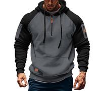 VYLYNL Pull de travail pour homme avec demi-fermeture éclair en polaire mélangée de coton avec poches zippées - Décontracté et chaud - Pour la course à pied, l'entraînement, la gym, la gym, le travail