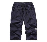 VYLYNL Short de bain long pour homme - Longueur 3/4 - Short de plage léger - Séchage rapide - Respirant - Grande taille - Coupe ample - Short de sport d'été pour gym, entraînement, course à pied,