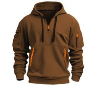 VYLYNL Sweat à capuche en polaire pour homme avec poche zippée - Coupe ample - Style décontracté - Pull à capuche classique à manches longues - Pull de travail tendance avec demi-fermeture éclair