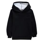 VYLYNL Sweat à capuche pour jeunes garçons, automne et hiver, garçons et filles, couleur pure, pour adolescents de 3 à 16 ans, sweat à capuche tendance, Noir , 15-16 ans