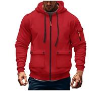 VYLYNL Sweat à capuche uni à manches longues avec fermeture éclair intégrale en polaire pour homme - Pull de travail et décontracté - Doux et confortable - Pour adulte - Sweat à capuche simple avec