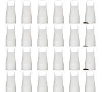 Vyndicca Lot de 12 tabliers de cuisine, réglables, avec 2 poches, blancs, unisexe, tour de cou réglable, pour cuisine, pâtisserie, restaurant, café