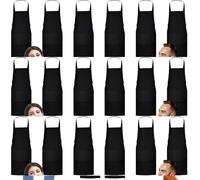 Vyndicca Lot de 12 tabliers de cuisine avec 2 poches, noirs, unisexes, avec tour de cou, pour la cuisine, la pâtisserie, le restaurant, le café