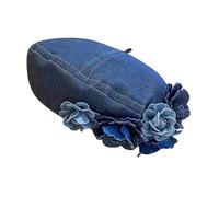 Vynetra Bérets fantaisie à fleurs bleues cloutées chapeau de peintre britannique chapeau de taxi pour l'automne et l'hiver tendance pour un usage quotidien, E, Taille unique