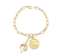 Vynetra Bracelet céleste en or fin 14 carats avec étoiles - Chaîne réglable - Cadeau de vacances, taille unique, Comme décrit