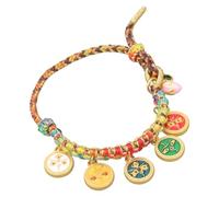 Vynetra Bracelet tibétain fait à la main en corde colorée avec chaîne à 5 voies - Dieu de la richesse - Réglable