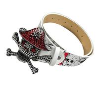 Vynetra Ceinture en métal avec fermoir en forme de tête de mort et strass pour jeans, jupes, accessoires de tous les jours, accessoire de festival unisexe, Squelette pirate, taille unique