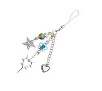 Vynetra Chaîne de téléphone faite à la main avec perles pour sac d'appareil photo, pendentif en forme de cœur, crucifix, fleur, porte-clés élégant pour femme, BL, Alliage + vernis + acrylique