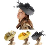 Vynetra Chapeau bibi pour femme avec papillon et fleurs - Chapeau pour robe KentuckyChurch - Chapeau melon de mariage - Coiffe pour femme, Noir , Taille unique